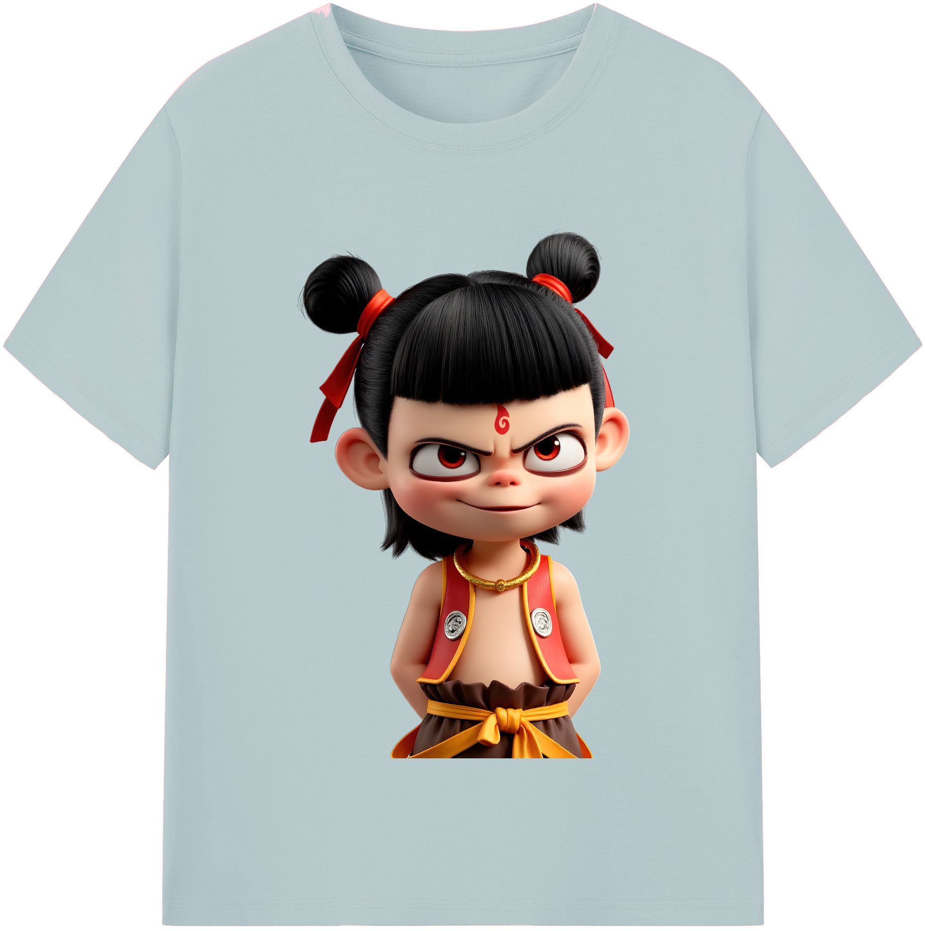 （画像用） Ne Zha 2 ナタ 魔童の大暴れ 綿100％半袖Tシャツ（フロントプリント）